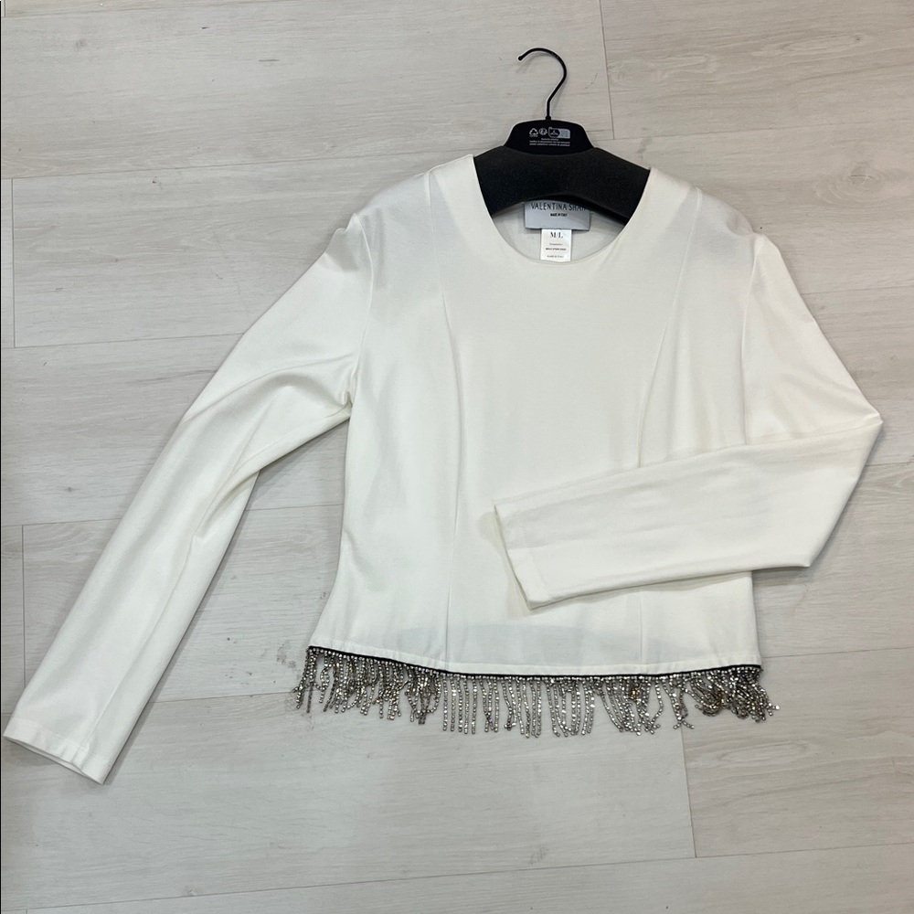 Elegant White Blouse with Silver Accents